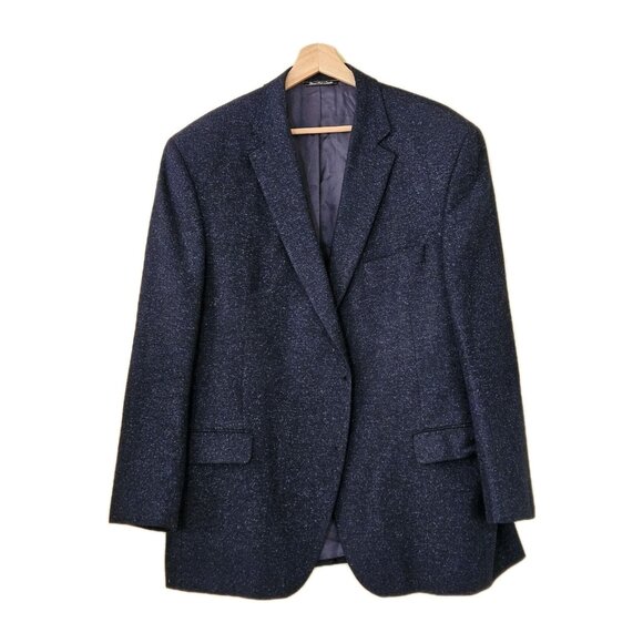 Jack Victor Blazer Men US 46 Speckled Blue Wool Silk Union Made 2B 1V No Buttons - Picture 1 of 16